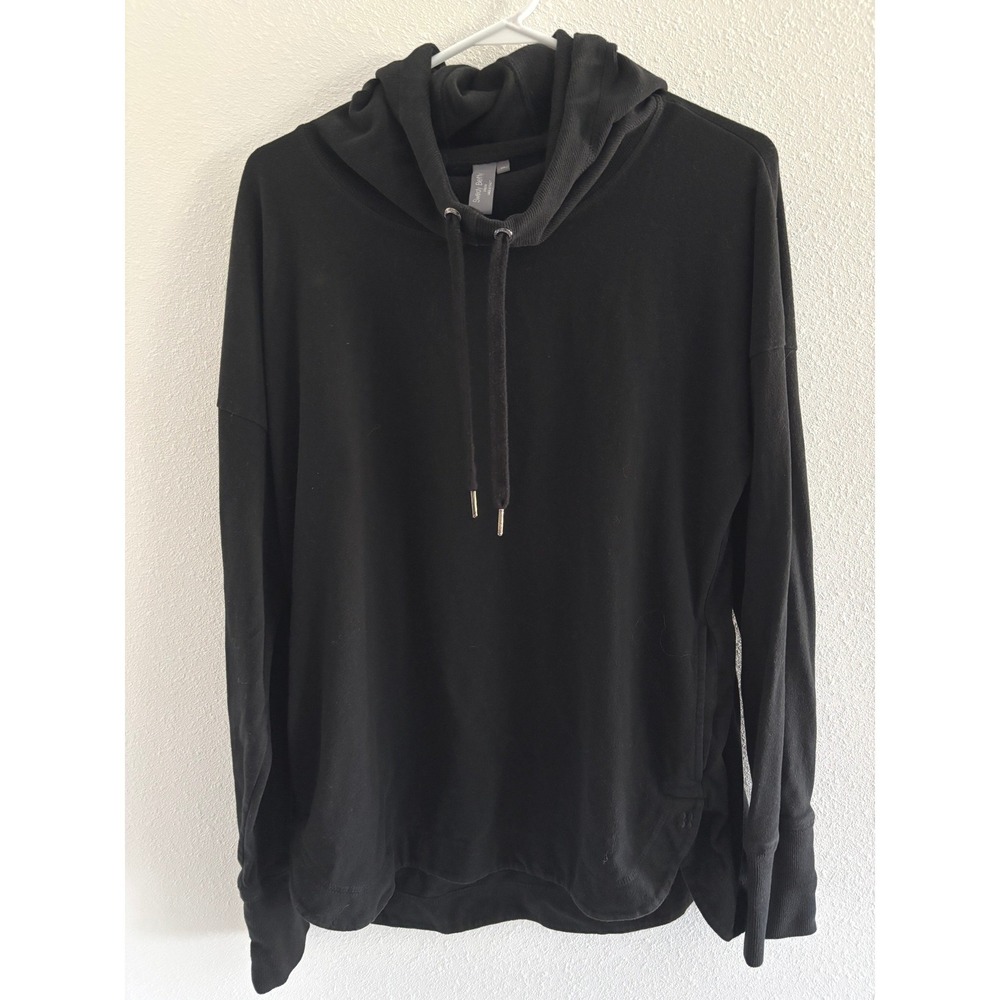 Sweaty Betty Hoodie Womens XL Black Escape‎ Luxe Fleece Sweatshirt Gym Travel